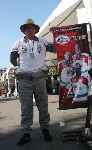 John Heinecke relaxing in the pitlane after just finishing his race.