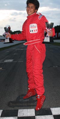 Sandy after double podium in ProCar Race series at Bira, June 2009
