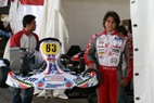 Sandy and San braving the cold winds for Parc Ferme