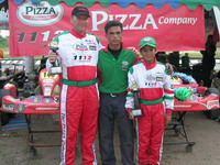 Sandy with dad and mechanic San after the races in Khorat, 2006